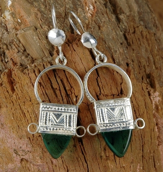 Preview: Tuareg Ohrringe - In Gall Grün - Tuaregschmuck